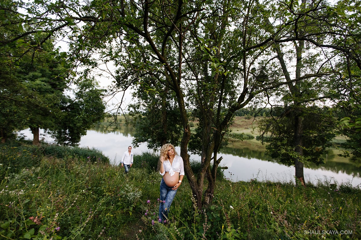 Фотосесія вагітності на природі пари, фото - Весільний фотограф Анна Шаульская