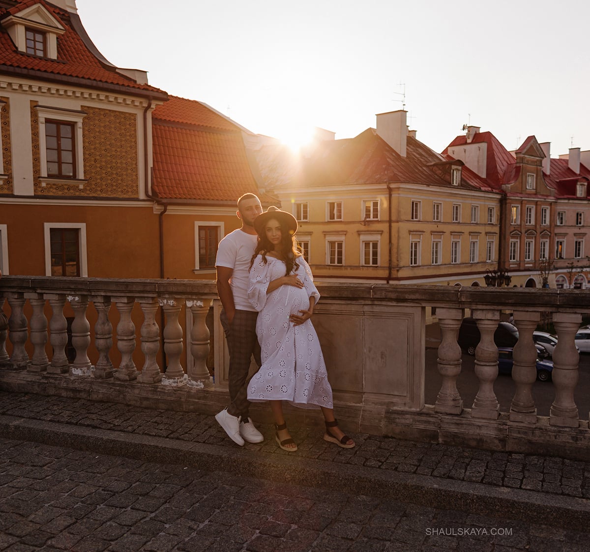 Фотосесія вагітності пари у сукні, фото - Весільний фотограф Анна Шаульская