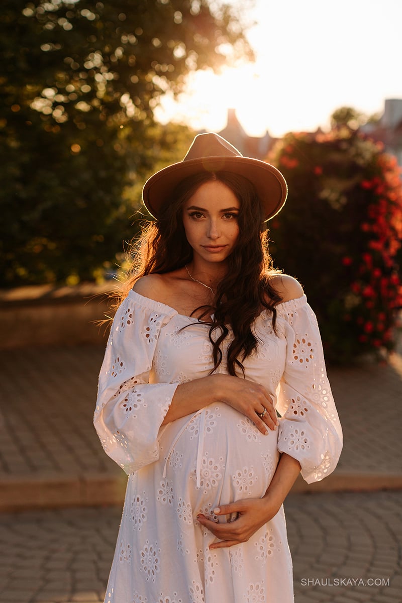 Фотосесія вагітності портретна на заході сонця, фото - Весільний фотограф Анна Шаульская