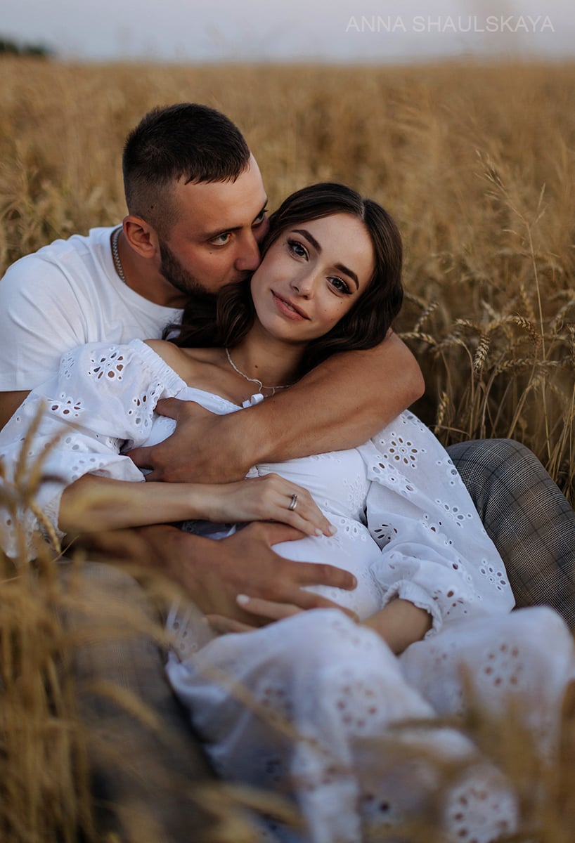 Фотосесія вагітності на природі пари, фото - Весільний фотограф Анна Шаульская