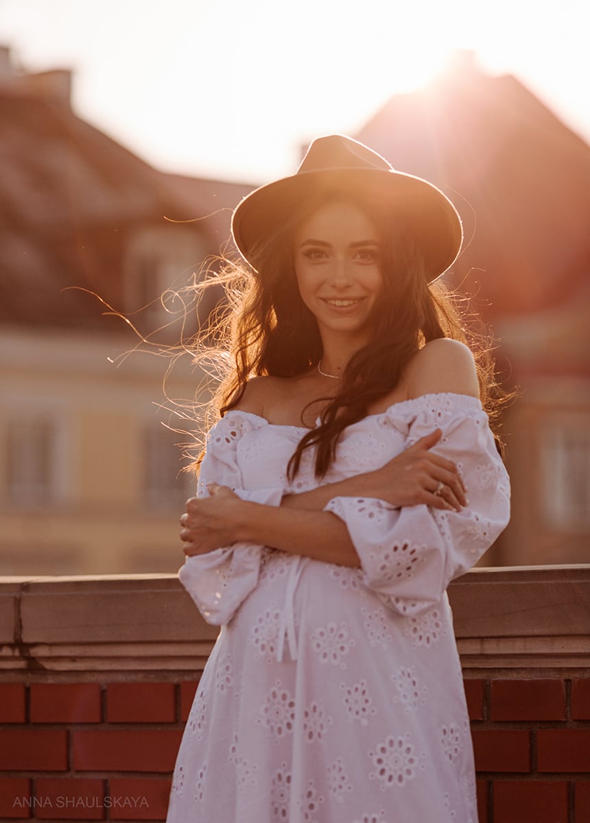 Стильна фотосесія у сукні на заході сонця, фото - Весільний фотограф Анна Шаульская