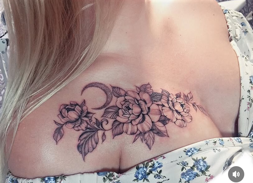 Для дівчат чорно-білі квіти, фото - Тату салон Free Art Tattoo