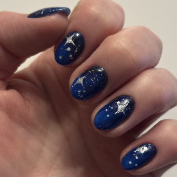 Синий маникюр омбре с дизайном, фото - Мастер маникюра Дарья Базилевська