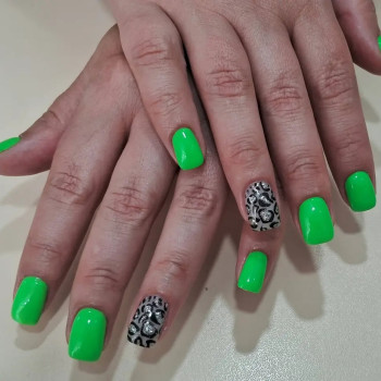 Зеленый маникюр салатовый леопардовый, фото - Мастер маникюра Дарья Базилевська