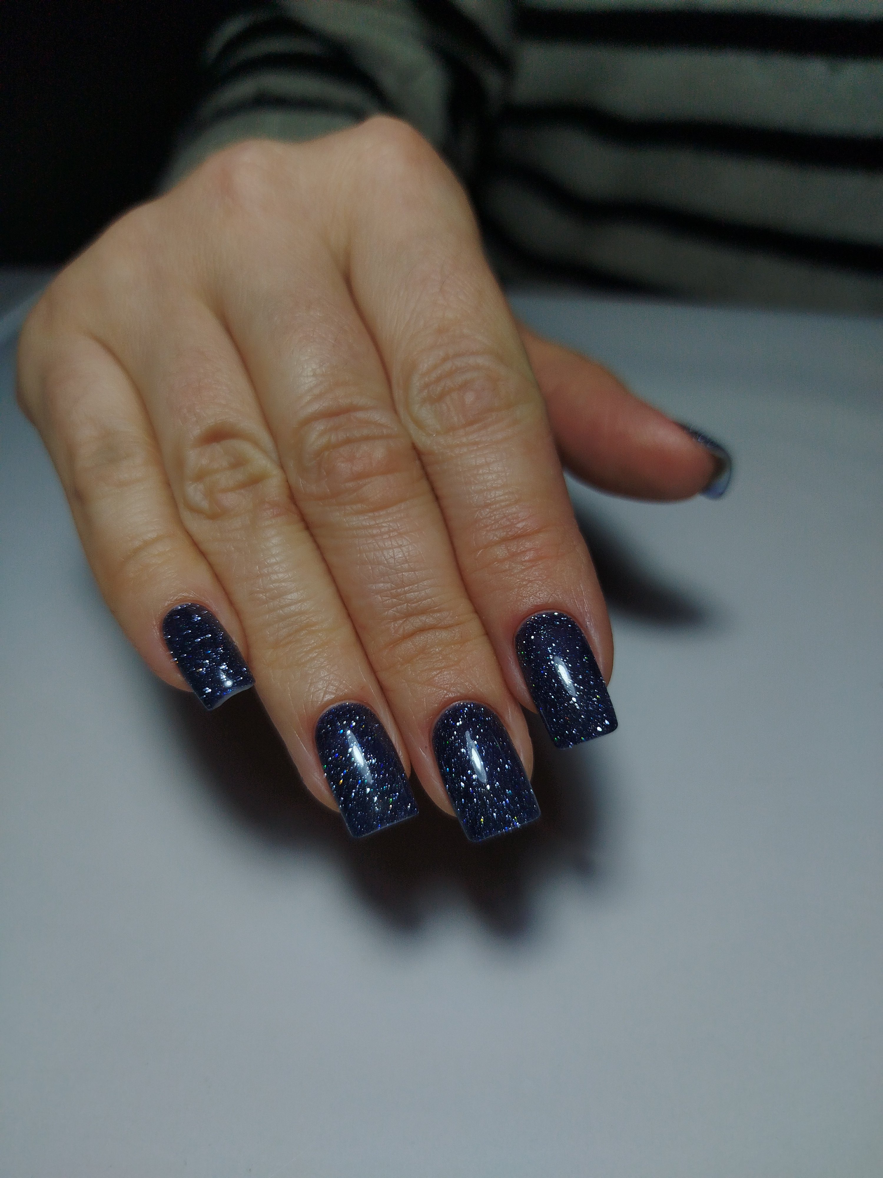Синий маникюр блестящий, фото - Мастер маникюра Альона Nails