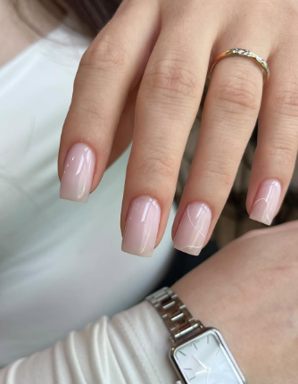 Нежный маникюр нюдовый на квадратные ногти, фото - Ногтевая студия Nice Nail Studio