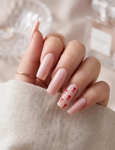 Нюдовий манікюр з малюнком на довгі нігті, фото - Студія краси Lure Beauty Space