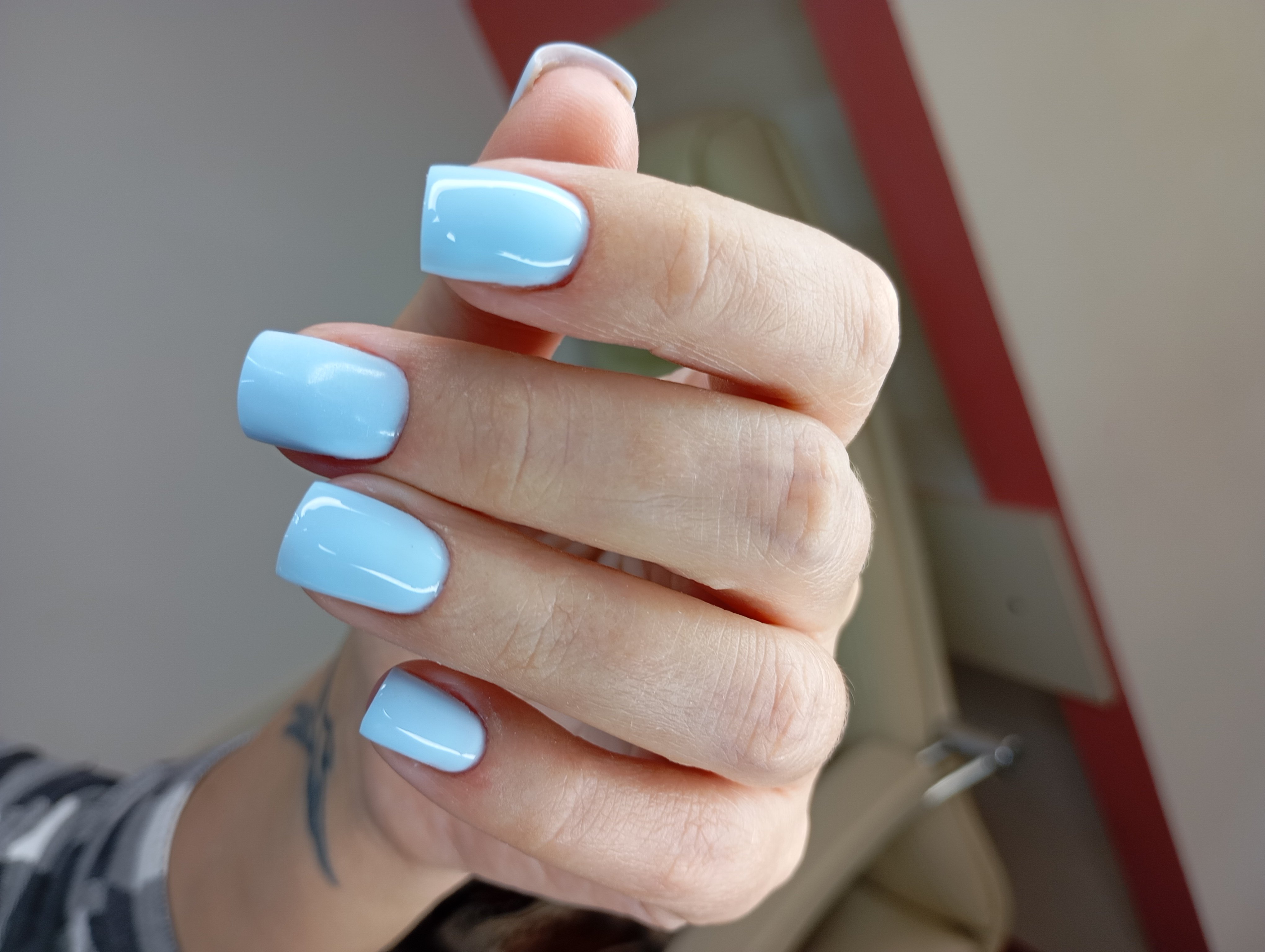 Манікюр на квадратні нігті світлий блакитний, фото - Нігтьова студія Melani Beauty Nails