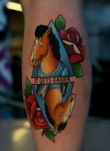 На ноге роза цветные, фото - Тату салон TATTOO LAMARCH