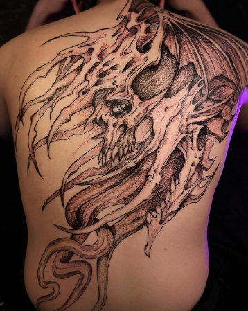 Мужские череп черно-белые, фото - Тату салон Smile Tattoo