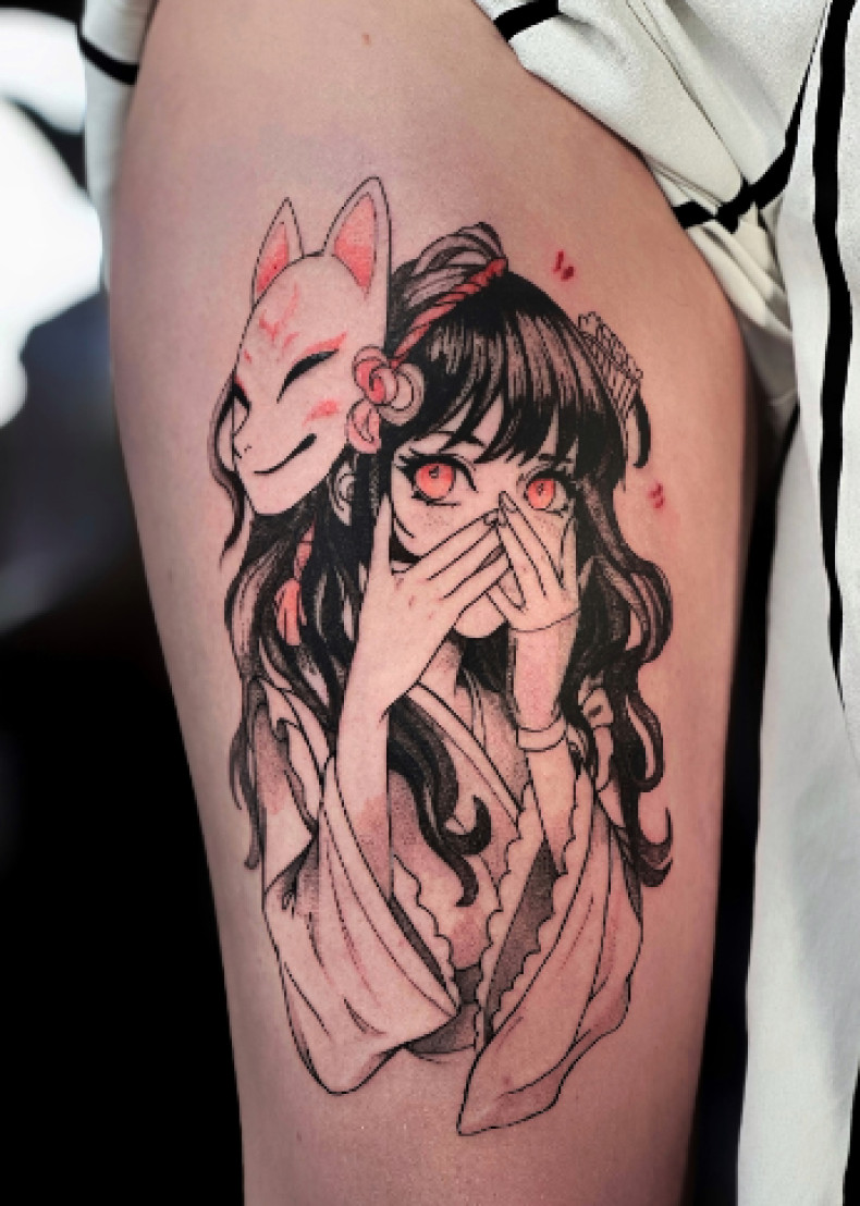 Женские цветные девушка, фото - Тату салон Smile Tattoo