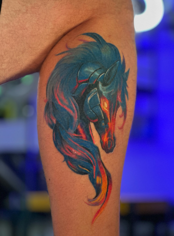 Мужские цветные на бедре, фото - Тату салон Smile Tattoo