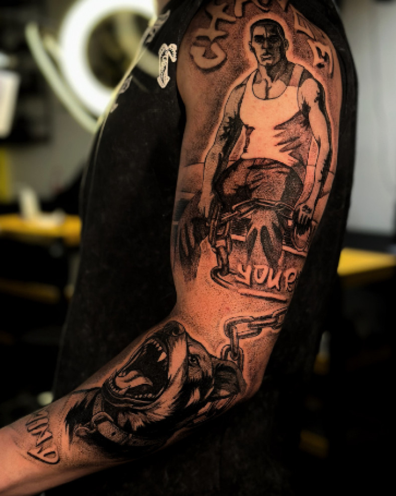 Мужские рукав реализм, фото - Тату салон Smile Tattoo