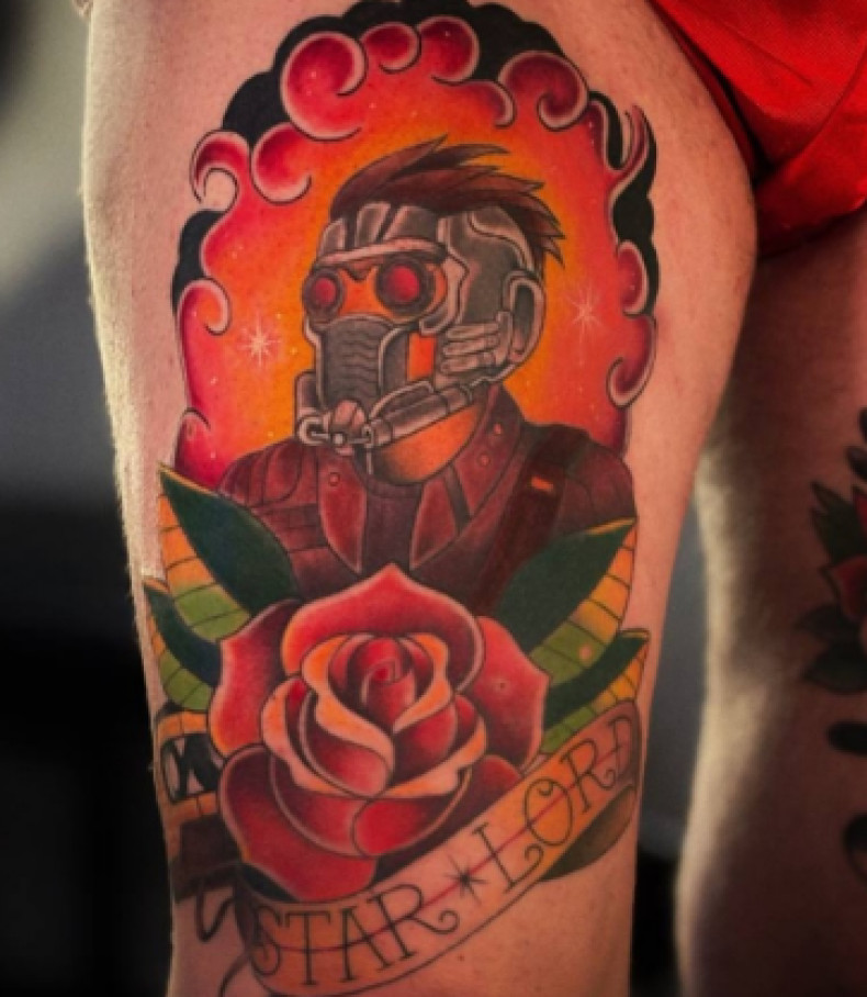 Мужские роза цветные, фото - Тату салон Smile Tattoo