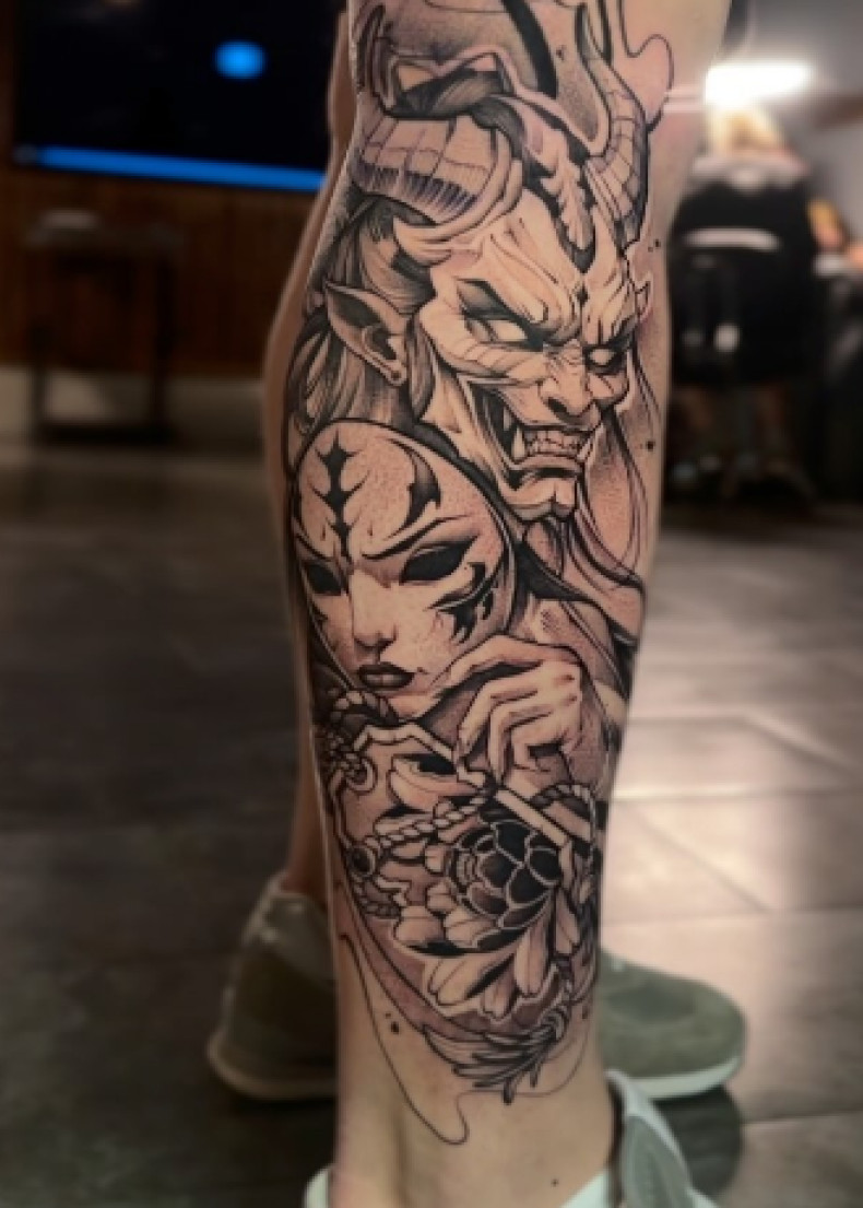 Мужские на ноге реализм, фото - Тату салон TATTOO LAMARCH