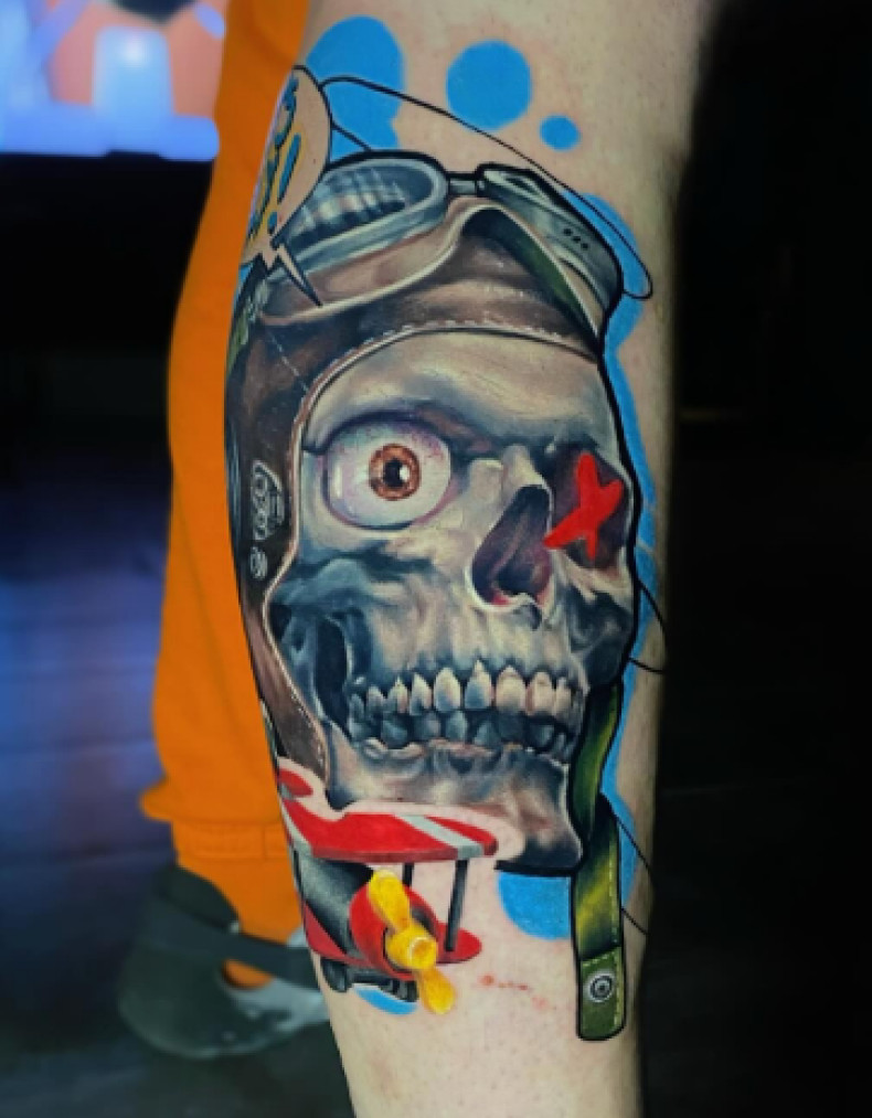 Мужские череп цветные, фото - Тату салон TATTOO LAMARCH