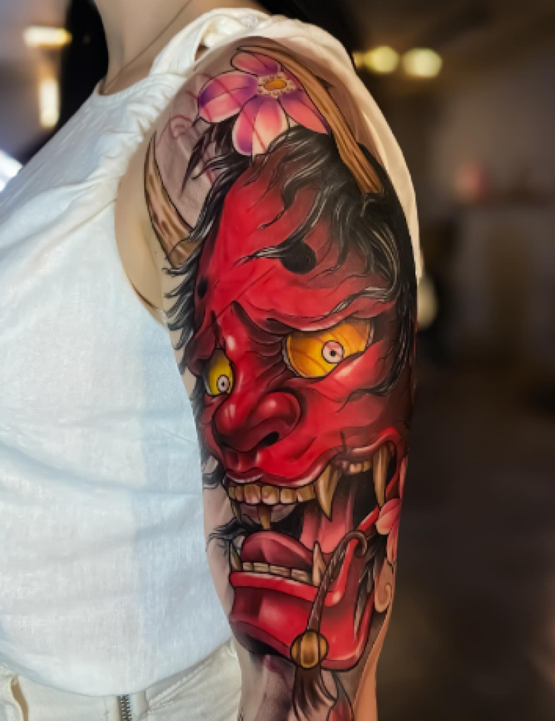 Женские рукав цветные, фото - Тату салон TATTOO LAMARCH