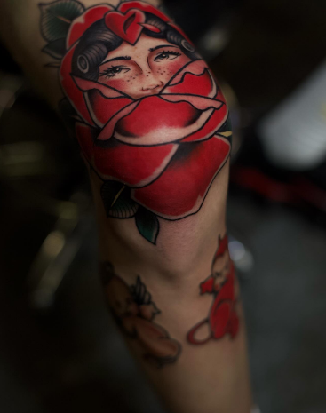 Женские роза цветные, фото - Тату салон TATTOO LAMARCH
