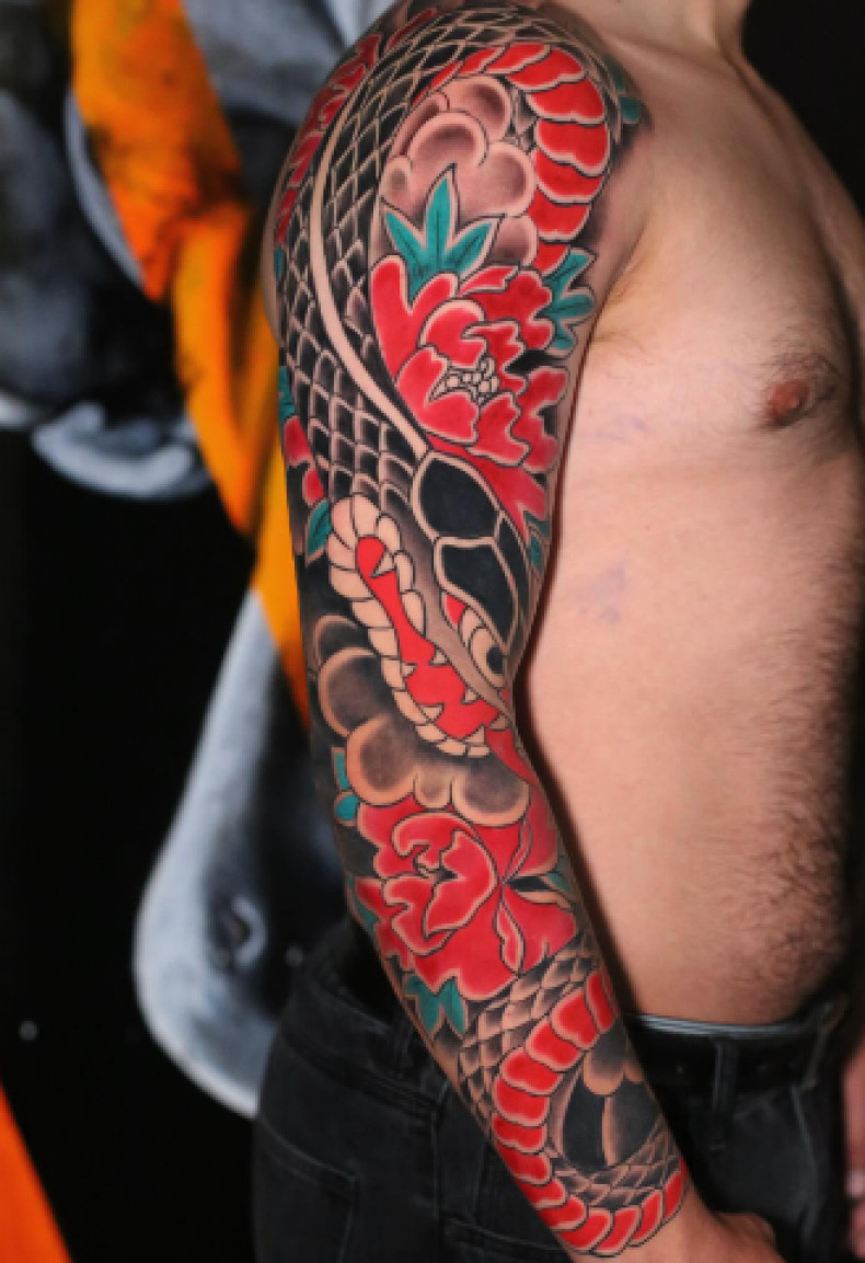 Мужские змея рукав, фото - Тату салон TATTOO LAMARCH