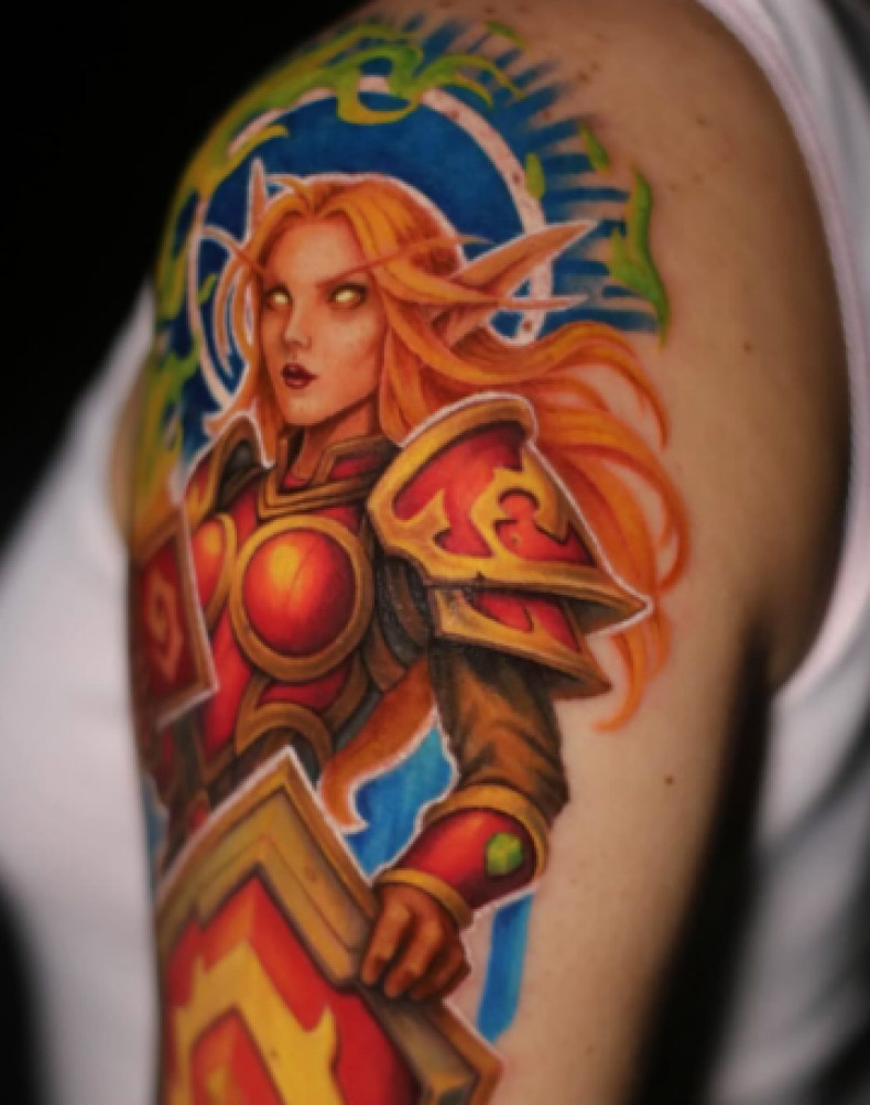 Мужские на плече цветные, фото - Тату салон TATTOO LAMARCH