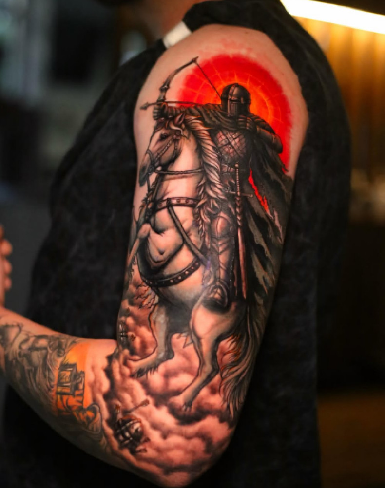 Мужские на плече рукав, фото - Тату салон TATTOO LAMARCH