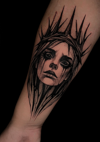 На предплечье реализм черно-белые, фото - Тату салон TATTOO LAMARCH