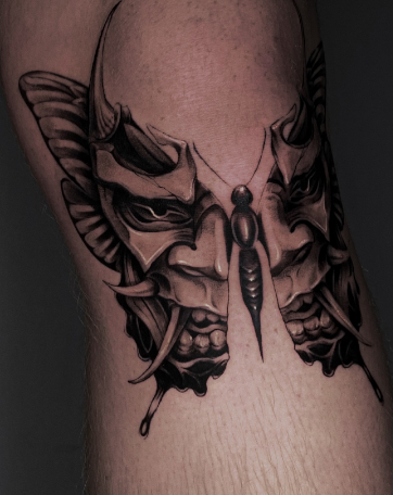 Для хлопців чорно-білі на коліні, фото - Тату салон TATTOO LAMARCH