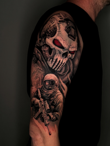 Мужские рукав череп, фото - Тату салон TATTOO LAMARCH