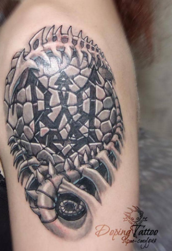 Мужские на плече биомеханика, фото - Тату салон DopingТattoo