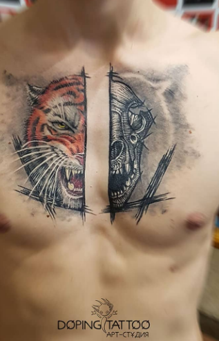 Для хлопців череп реалізм, фото - Тату салон DopingТattoo