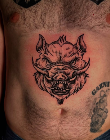 Мужские черно-белые на груди, фото - Тату салон TATTOO LAMARCH