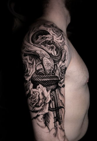Мужские змея рукав, фото - Тату салон TATTOO LAMARCH