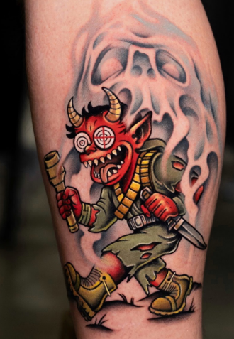 На ноге цветные монстр, фото - Тату салон TATTOO LAMARCH