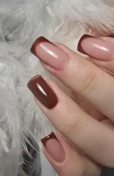 Манікюр на довгі нігті квадратні коричневий, фото - Студія краси Meri & Meri
