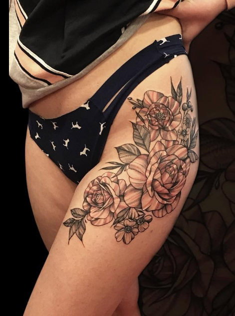 Для дівчат троянда чорно-білі, фото - Тату салон TattooDim