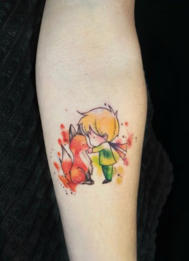 Цветные акварель маленький принц, фото - Тату салон TATTOO LAMARCH