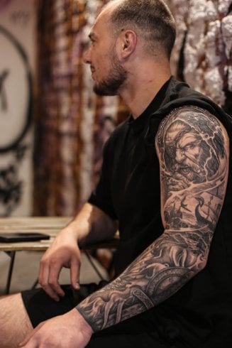 Мужские на руке рукав, фото - Тату салон TATTOO LAMARCH