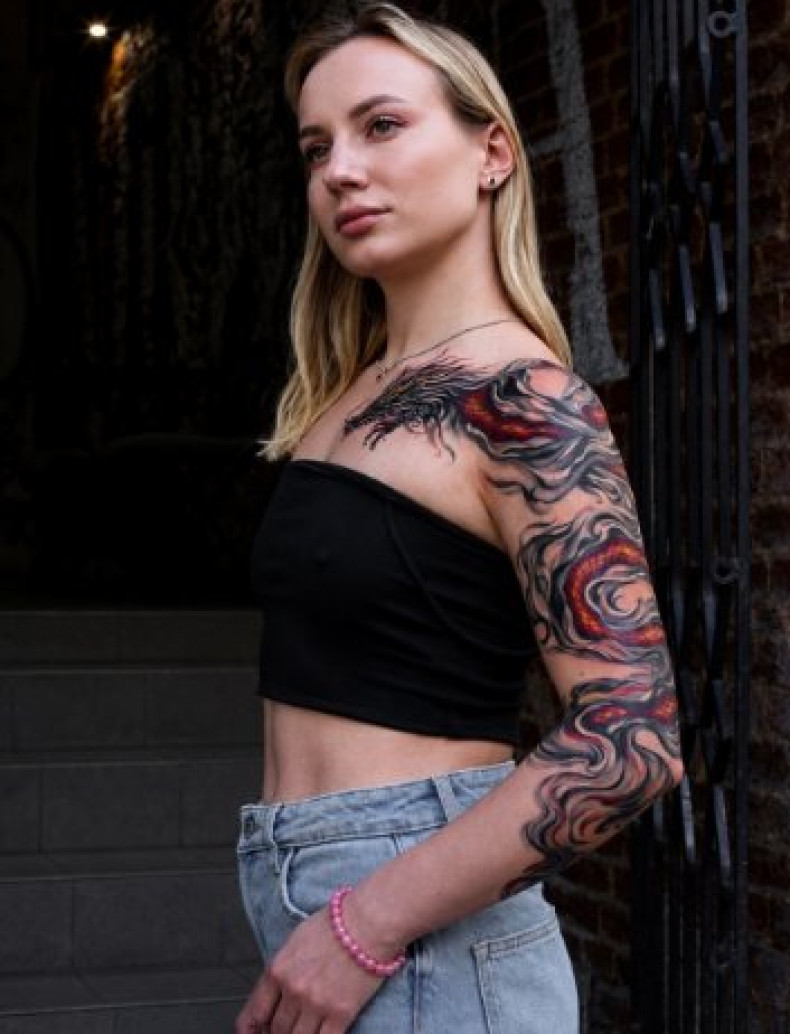 Женские на плече рукав, фото - Тату салон TATTOO LAMARCH