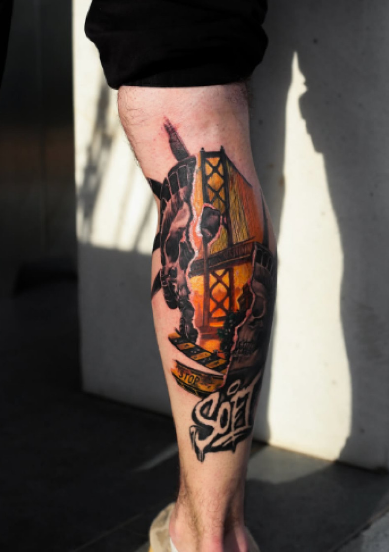 Мужские череп цветные, фото - Тату салон TATTOO LAMARCH
