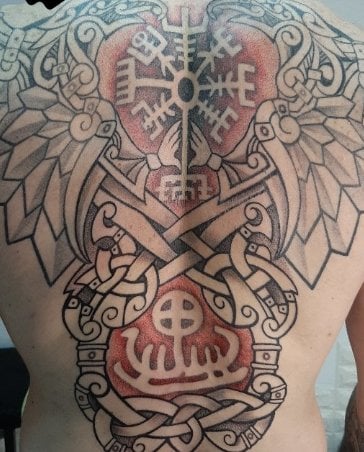 Мужские на спине орнамент, фото - Тату мастер Павел Д'ячук