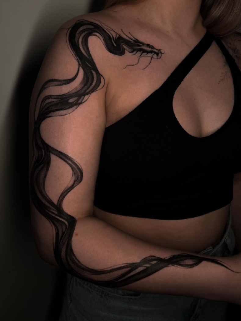 Женские рукав дракон, фото - Тату салон TATTOO LAMARCH