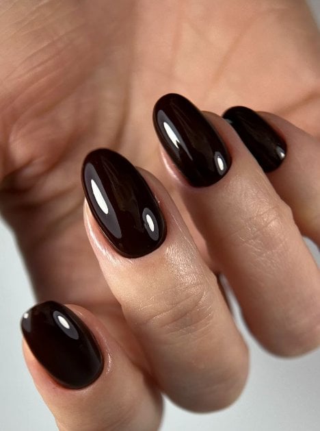 Маникюр миндаль однотонный (монохромный) коричневый, фото - Мастер маникюра Светлана Косюга