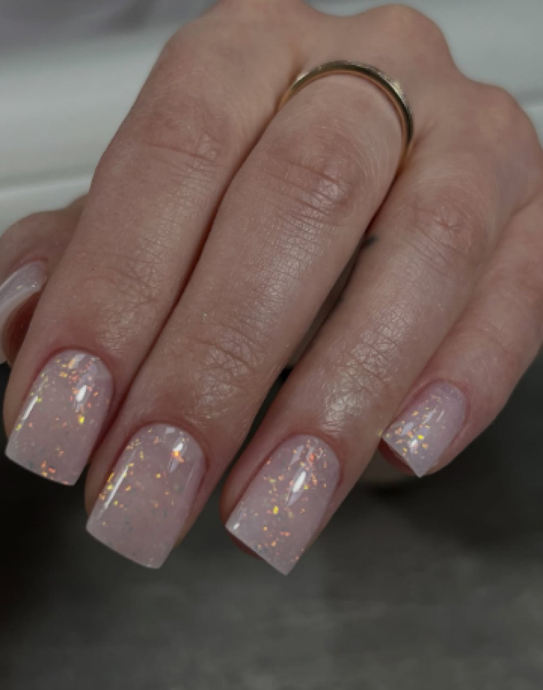 Манікюр з блискітками на квадратні нігті середні, фото - Студія краси TEMP Beauty
