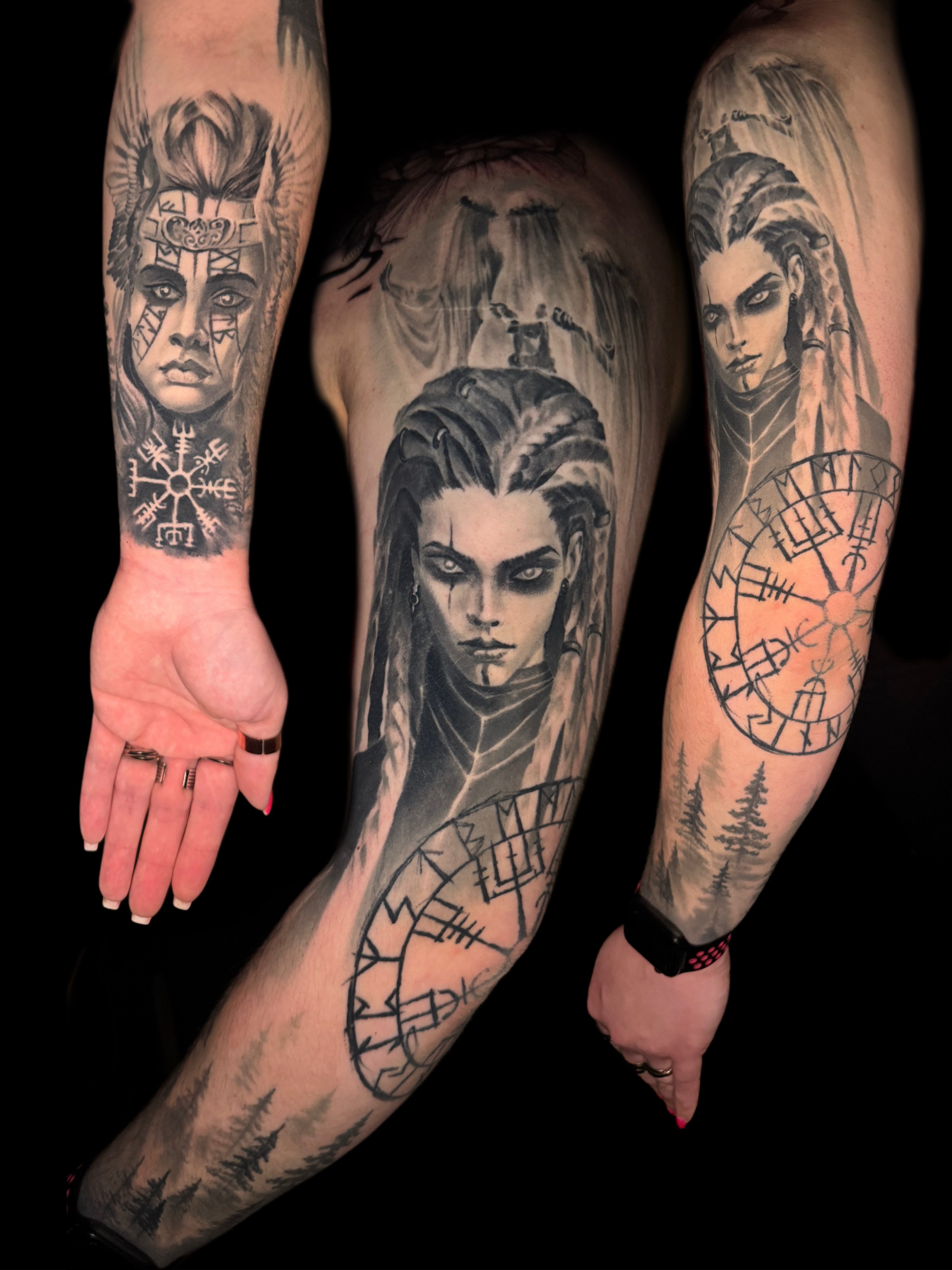 Портрет, Скандинавія. Реалізм, чорно-біле тату, фото - Тату салон Teta Tattoo
