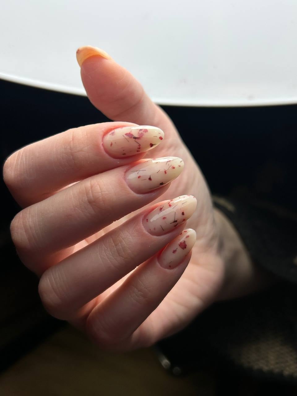 Ніжний манікюр нюдовий із сухоцвітами, фото - Нігтьова студія Kohut nails на Каманіна