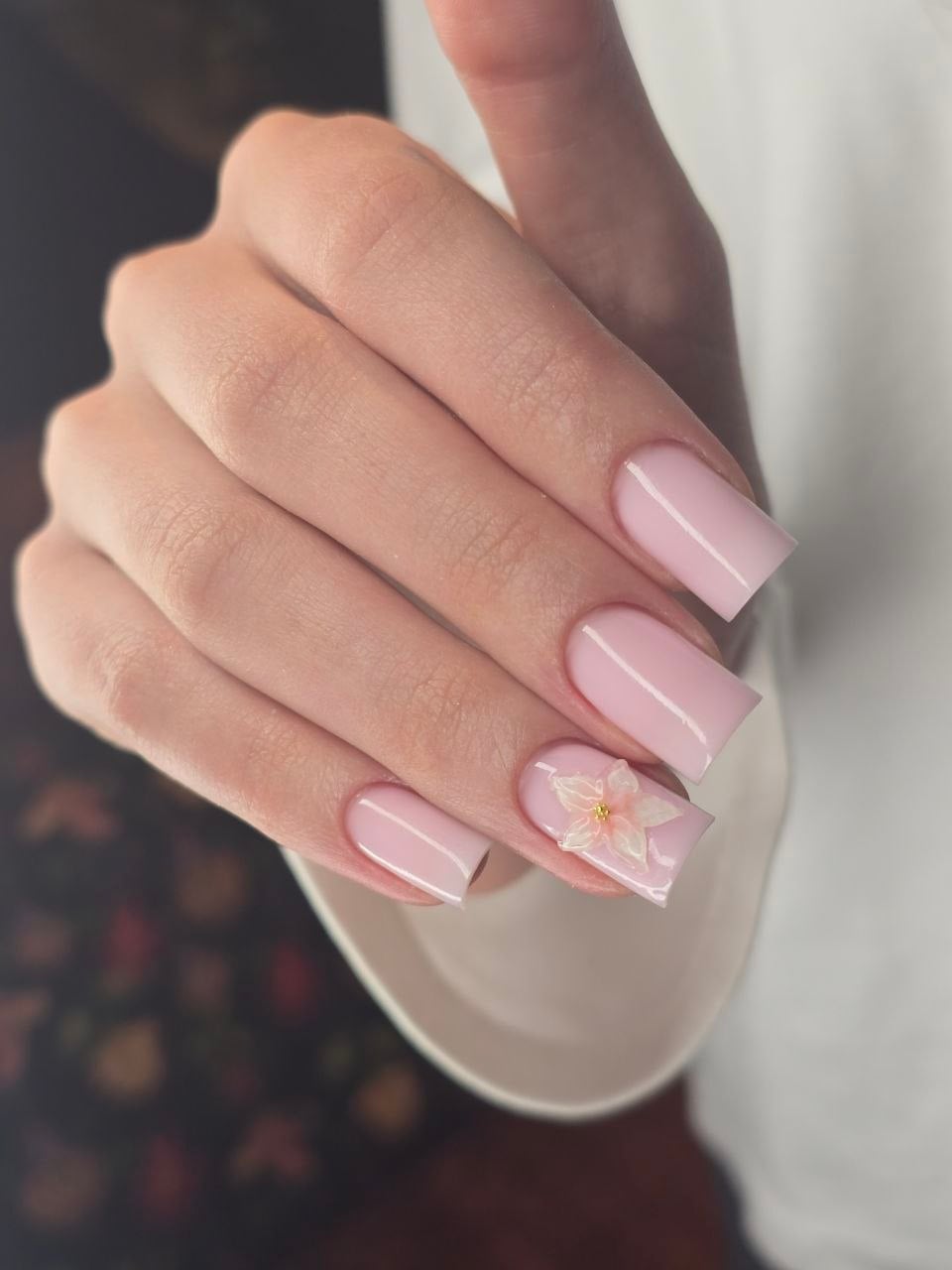 Нежный маникюр розовый на квадратные ногти, фото - Ногтевая студия Kohut nails