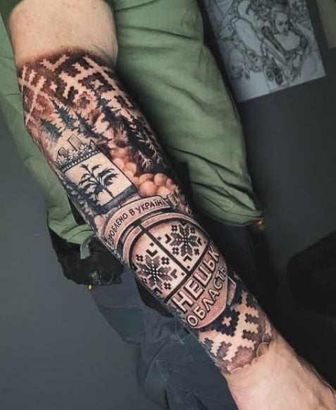 Мужские рукав черно-белые, фото - Тату салон 96Ink