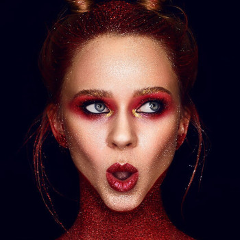 Fashion-макіяж у виконанні Наталії Зубок для професійної редакційної фотосесії моделі в сучасному стилі.