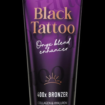 Black Tattoo 400x Bronzer — потужний професійний бронзатор для максимально насиченої та глибокої засмаги. Формула з колагеном і гіалуроновою кислотою забезпечує додатковий догляд та зволоження шкіри. Підходить для тих, хто прагне виразного темного відтінку засмаги. У продажі від 1 грама.