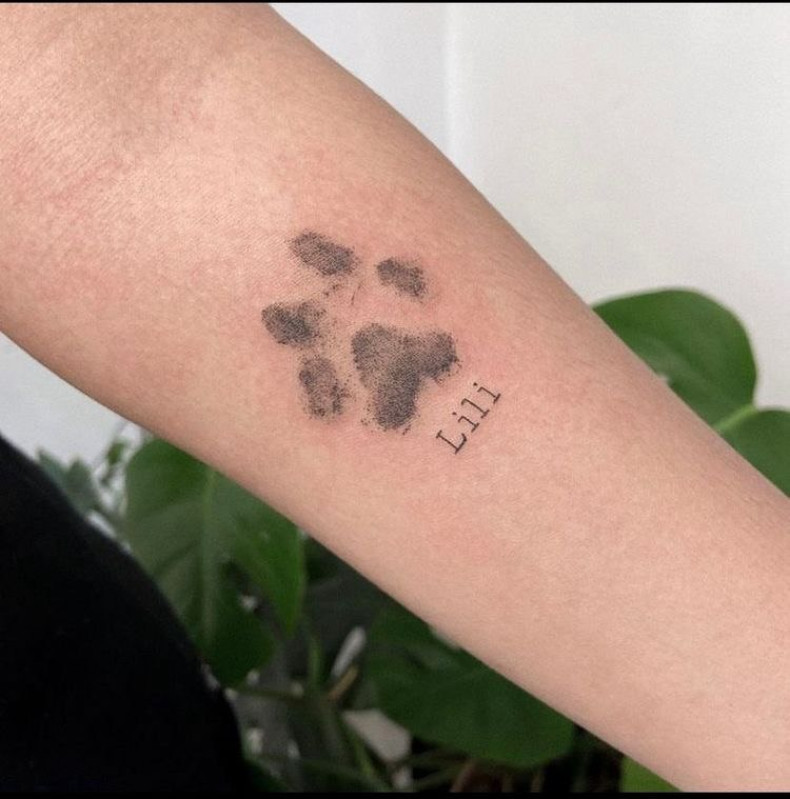 На предплечье черно-белые слова, фото - Курсы и обучение Tattoo School UA